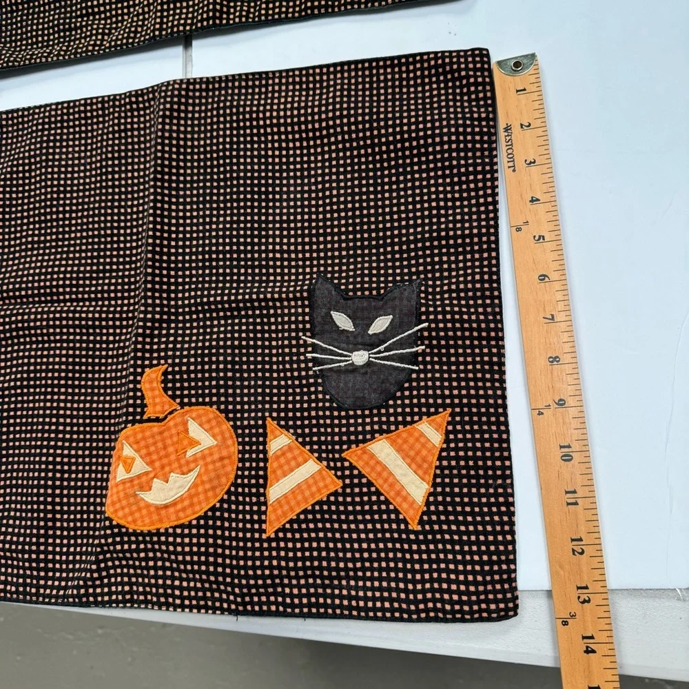 Vintage Crate&Barrel Halloween placemat napkin pumpkin cat candy orange black